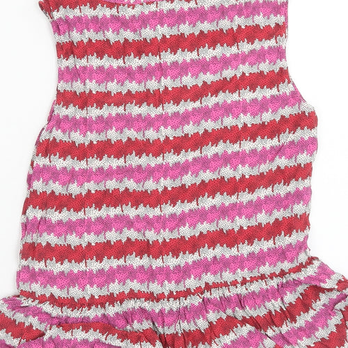 Topshop Womens Multicoloured Striped Viscose Basic Tank Size 6 Round Neck