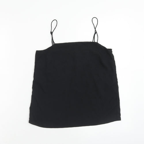 H&M Womens Black Polyester Basic Tank Size 4 Square Neck