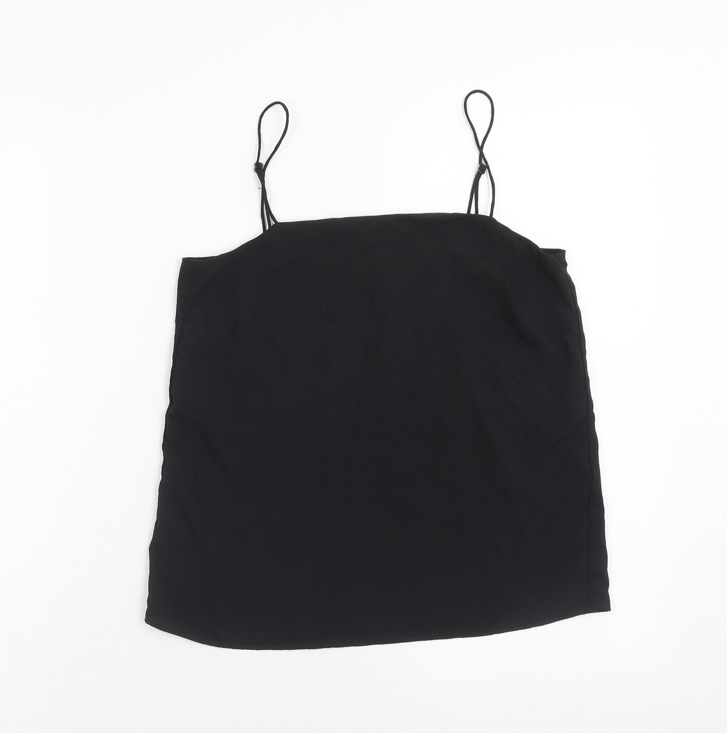 H&M Womens Black Polyester Basic Tank Size 4 Square Neck