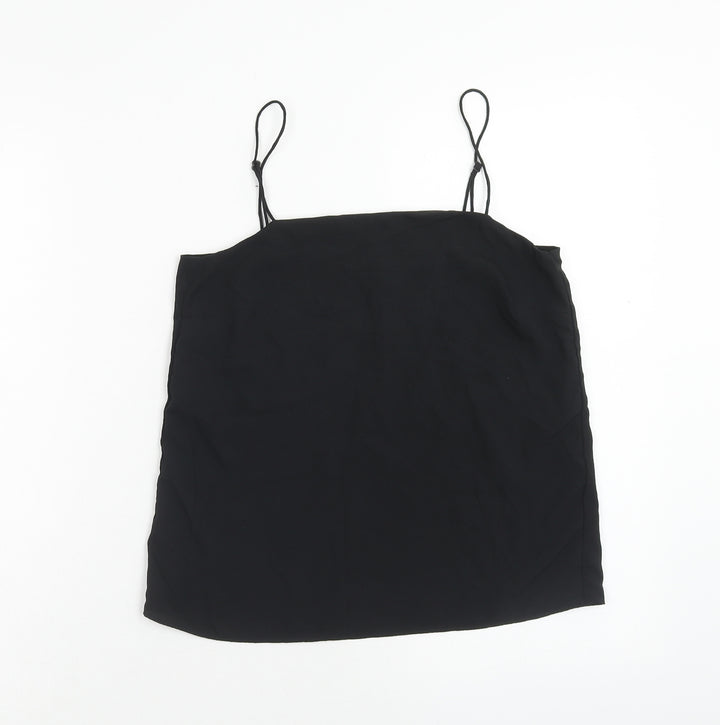 H&M Womens Black Polyester Basic Tank Size 4 Square Neck