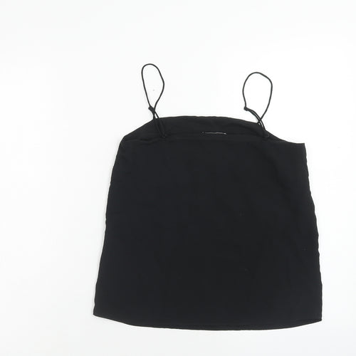 H&M Womens Black Polyester Basic Tank Size 4 Square Neck