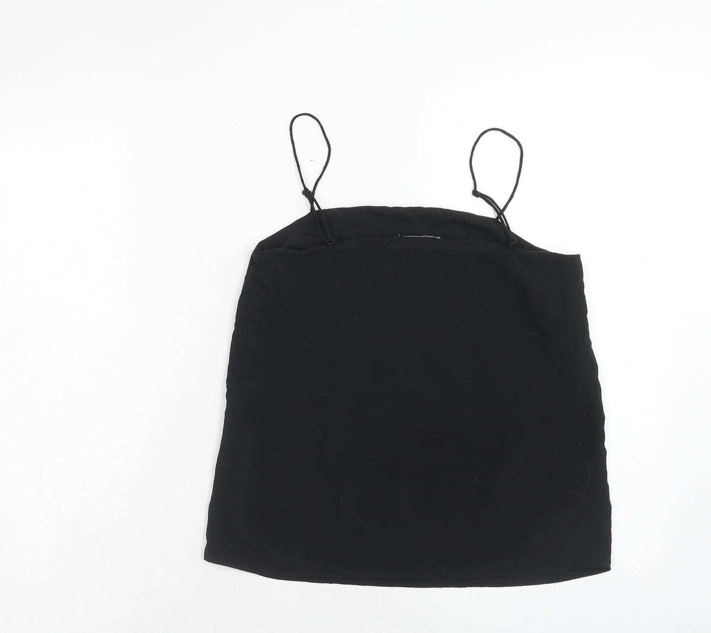 H&M Womens Black Polyester Basic Tank Size 4 Square Neck