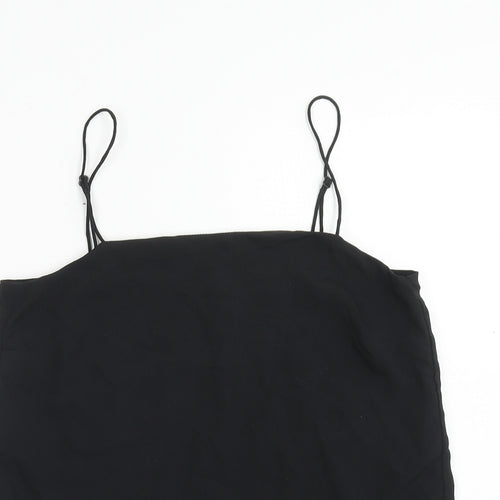 H&M Womens Black Polyester Basic Tank Size 4 Square Neck