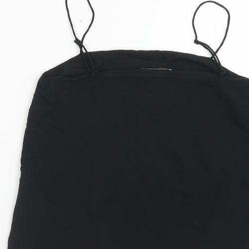 H&M Womens Black Polyester Basic Tank Size 4 Square Neck