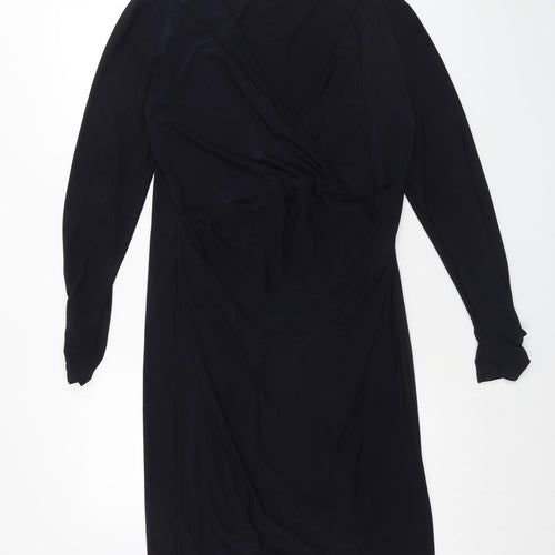 Wallis Womens Blue Polyester A-Line Size 14 V-Neck Pullover