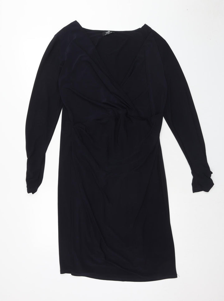 Wallis Womens Blue Polyester A-Line Size 14 V-Neck Pullover