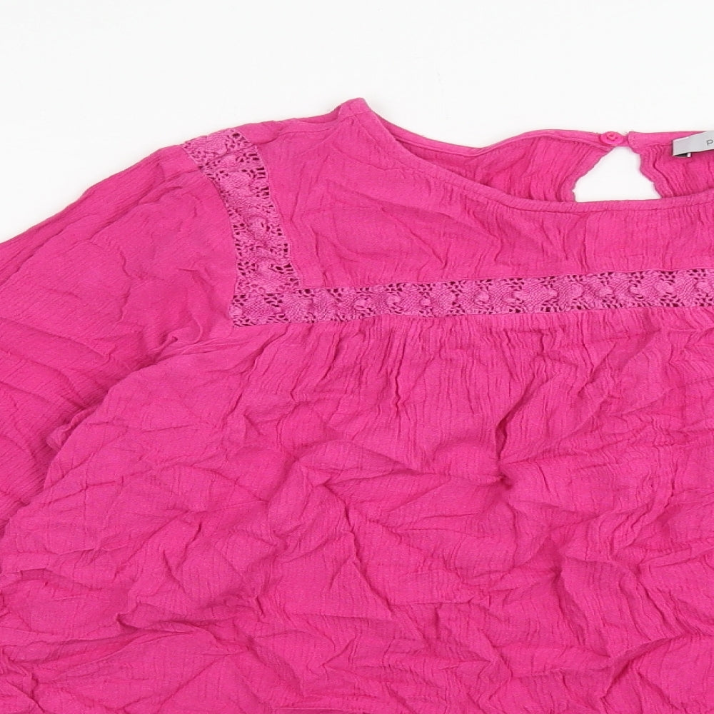 Per Una Womens Purple Viscose Basic Blouse Size 14 Round Neck