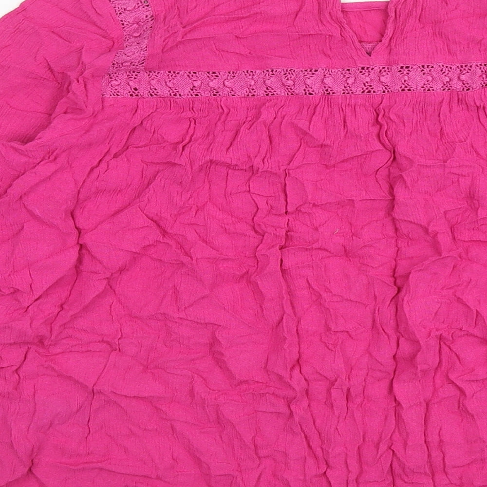 Per Una Womens Purple Viscose Basic Blouse Size 14 Round Neck