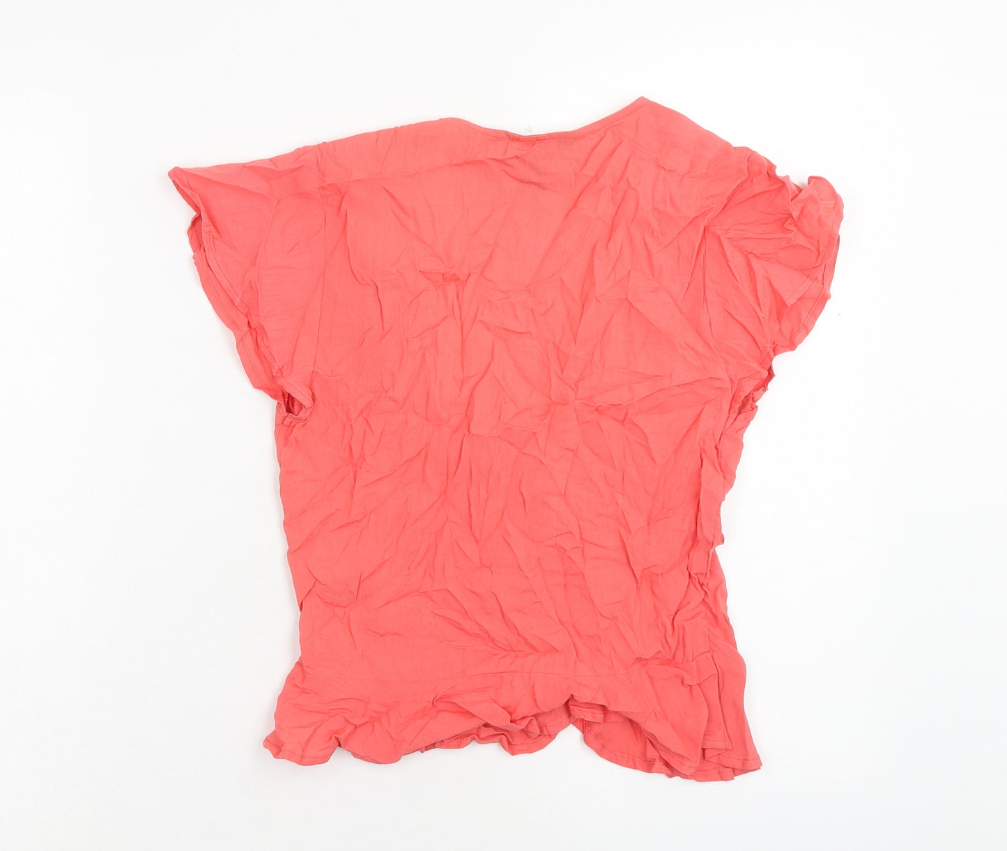 New Look Womens Pink Viscose Basic Blouse Size 6 V-Neck