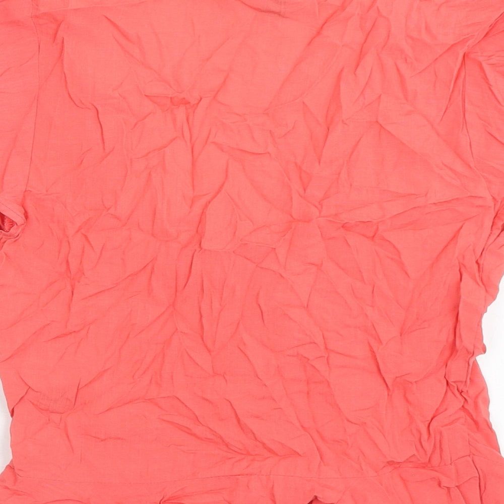 New Look Womens Pink Viscose Basic Blouse Size 6 V-Neck
