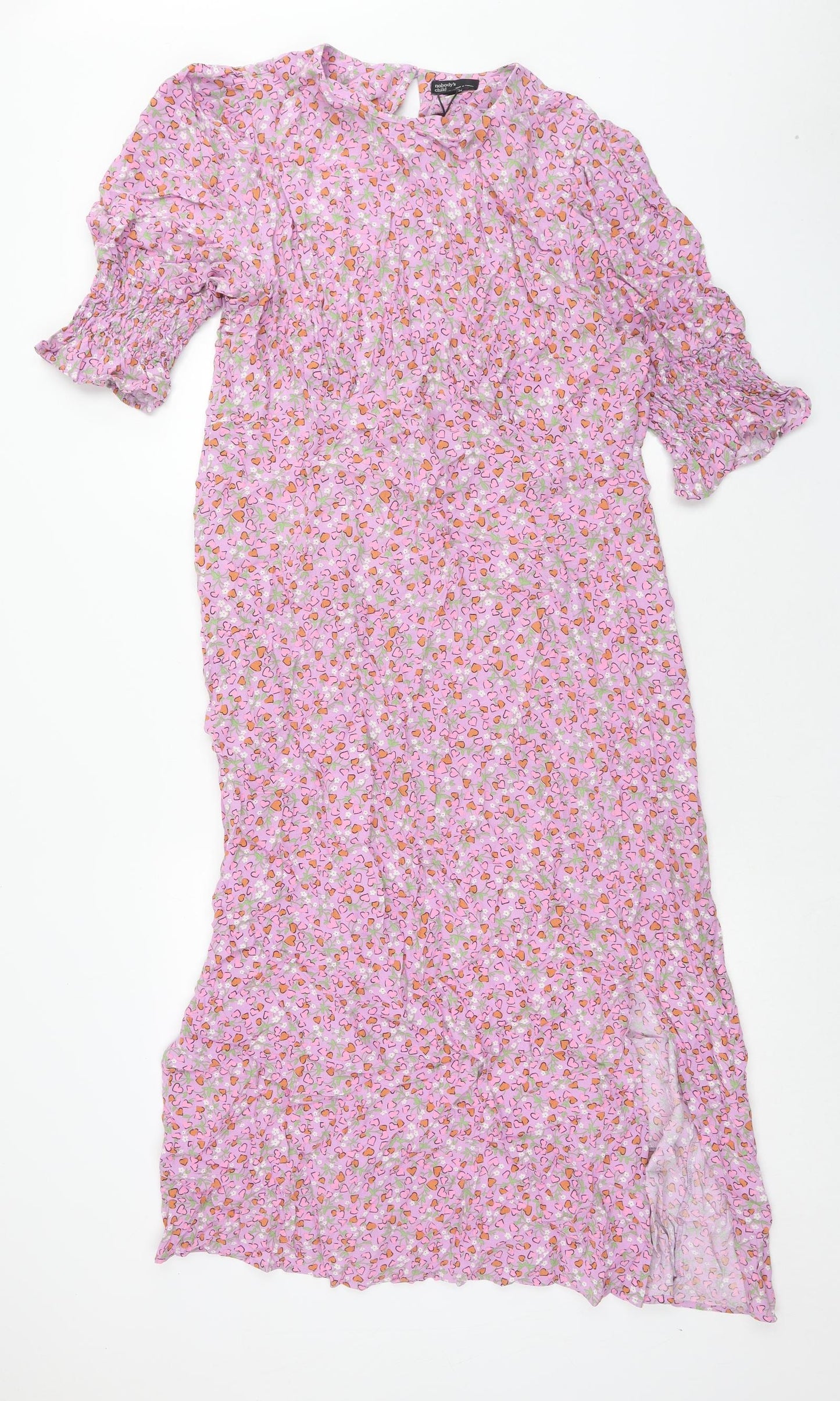 Nobodys Child Womens Purple Floral Viscose A-Line Size 16 Round Neck Button