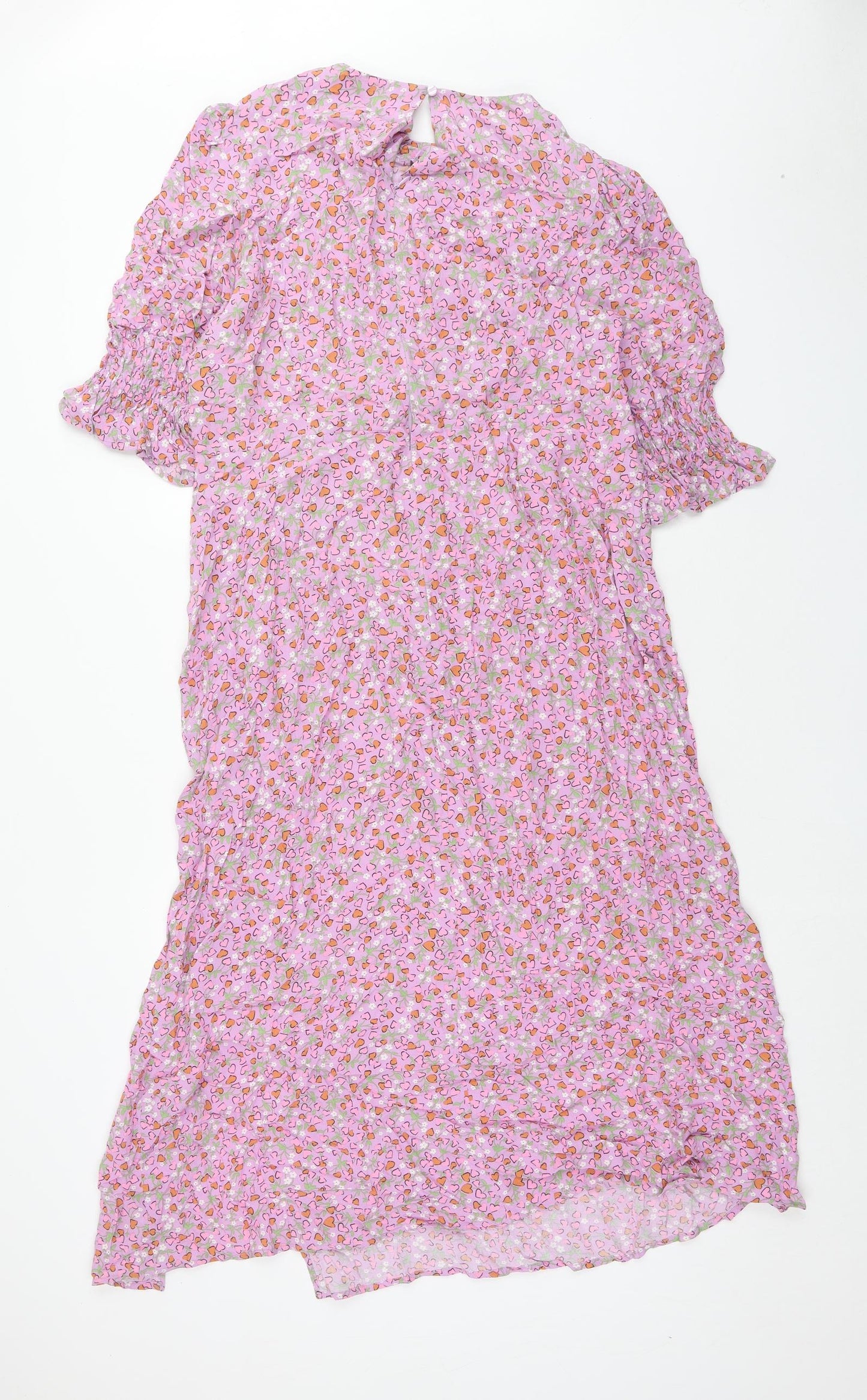 Nobodys Child Womens Purple Floral Viscose A-Line Size 16 Round Neck Button