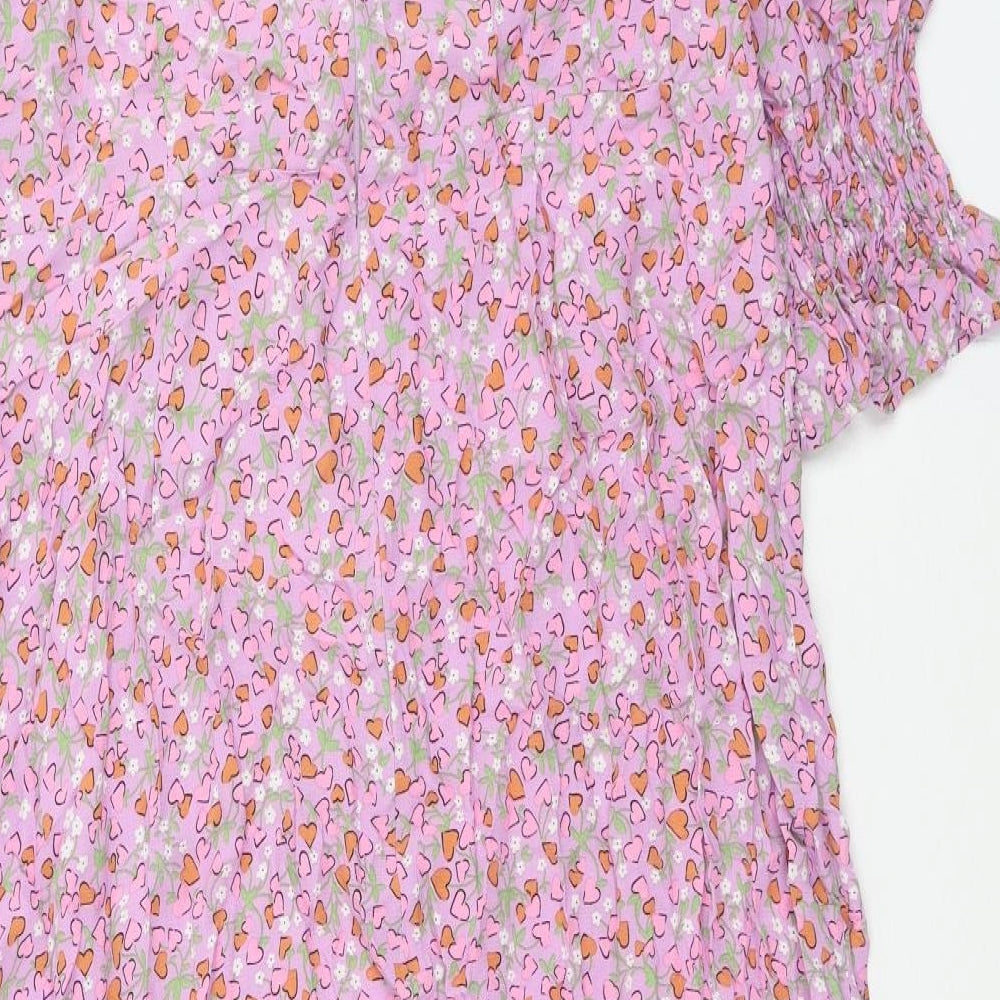 Nobodys Child Womens Purple Floral Viscose A-Line Size 16 Round Neck Button