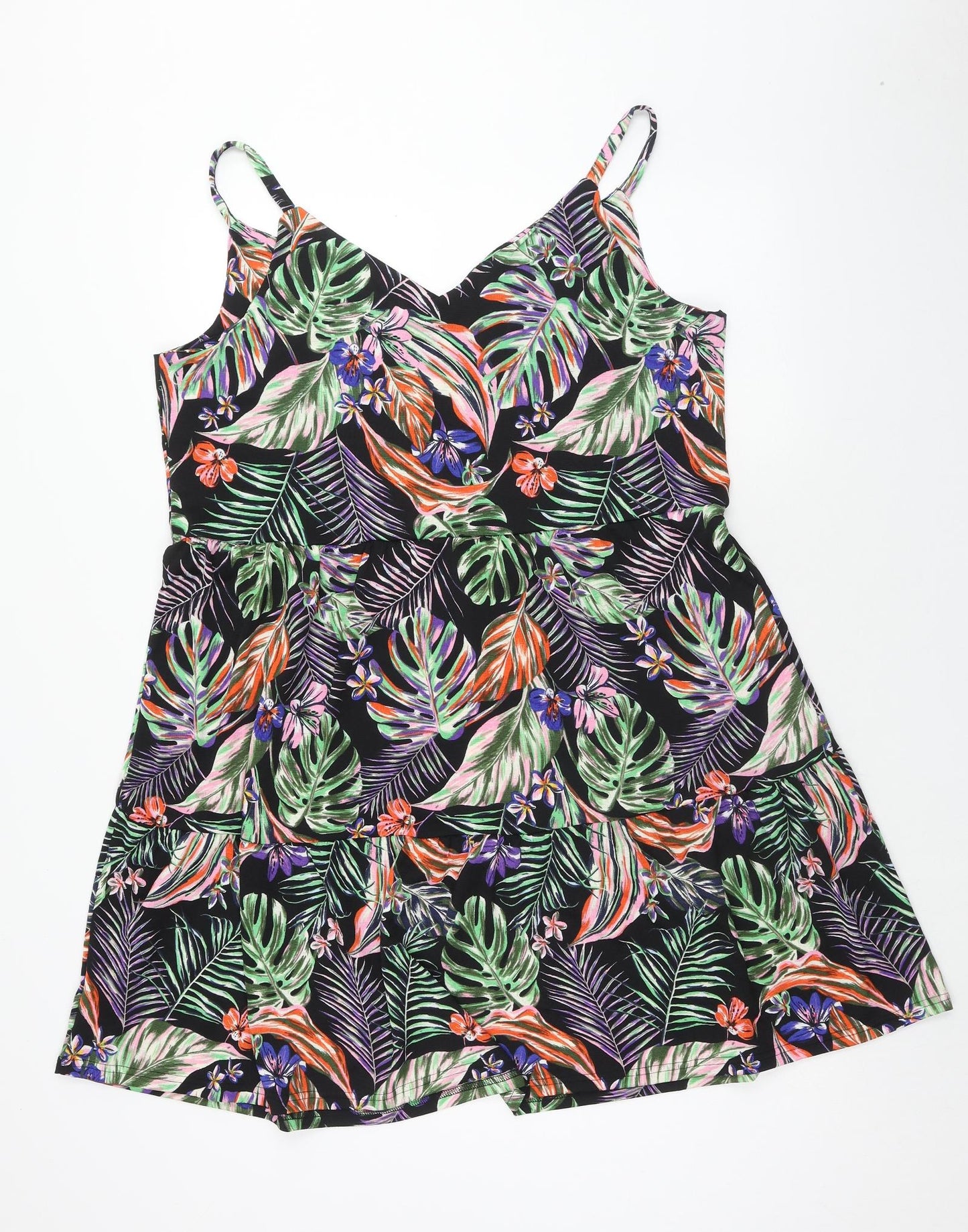 Nutmeg Womens Multicoloured Geometric Polyester Skater Dress Size 14 V-Neck Pullover