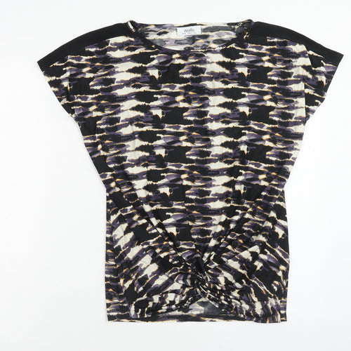 Wallis Womens Multicoloured Geometric Polyester Basic T-Shirt Size 10 Round Neck