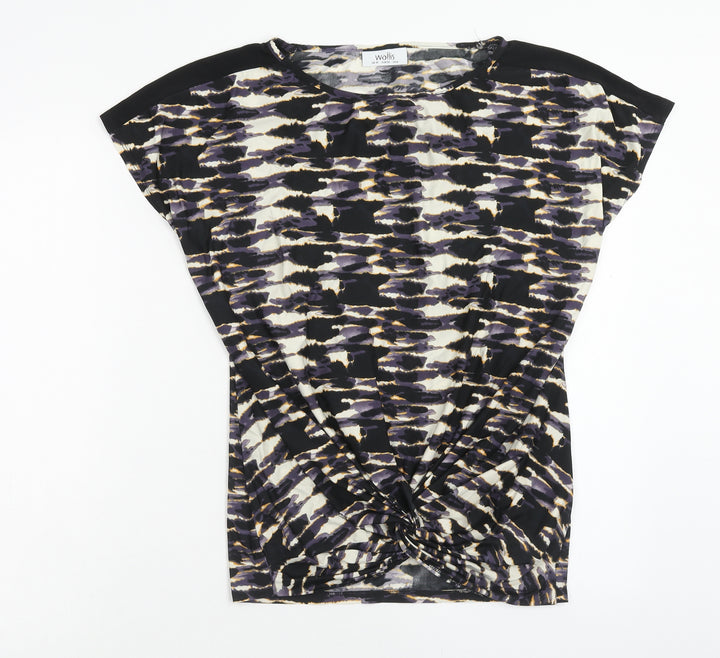 Wallis Womens Multicoloured Geometric Polyester Basic T-Shirt Size 10 Round Neck