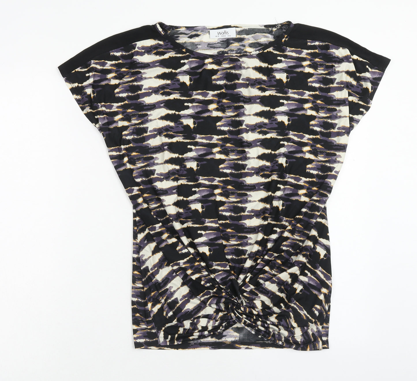 Wallis Womens Multicoloured Geometric Polyester Basic T-Shirt Size 10 Round Neck