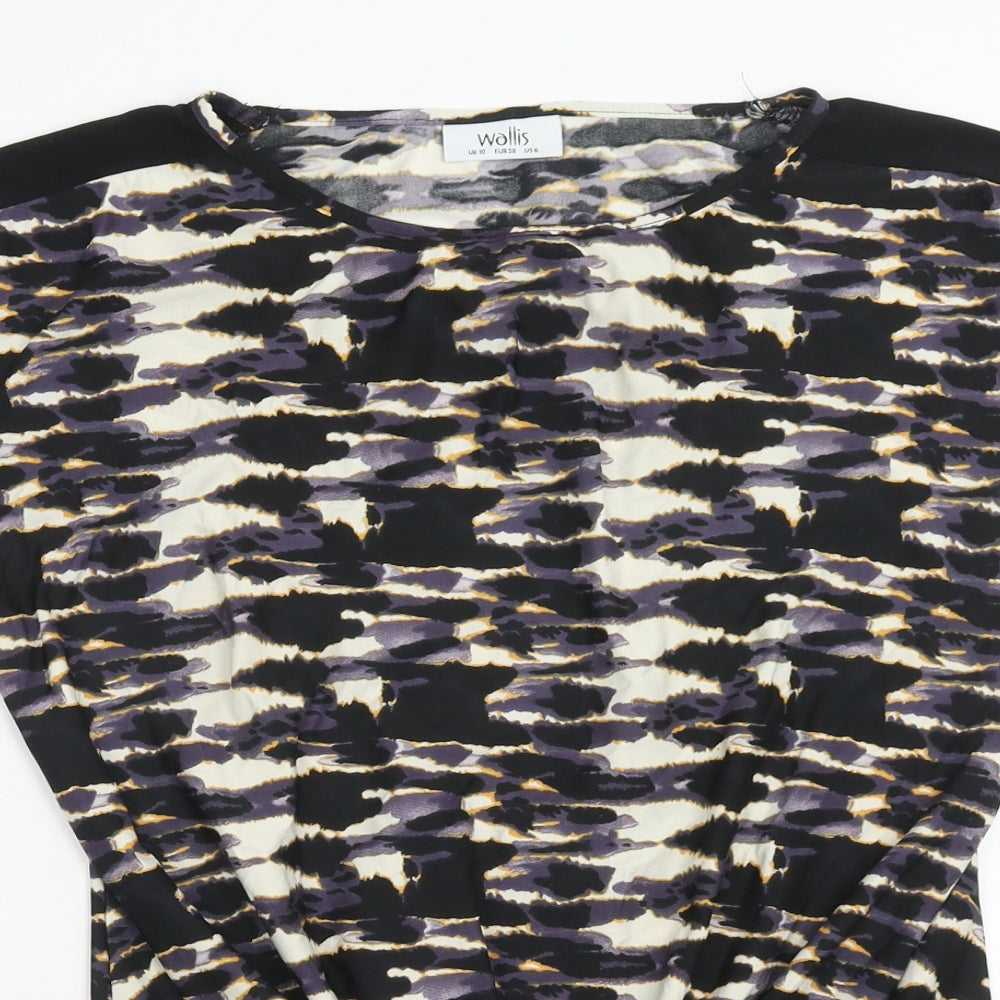 Wallis Womens Multicoloured Geometric Polyester Basic T-Shirt Size 10 Round Neck