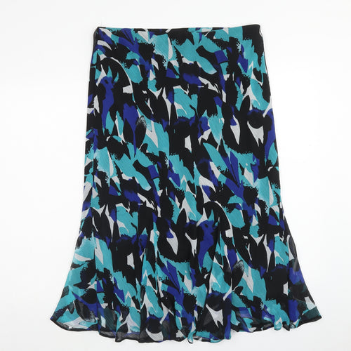 DAVID EMANUEL Womens Blue Geometric Polyester A-Line Skirt Size 16