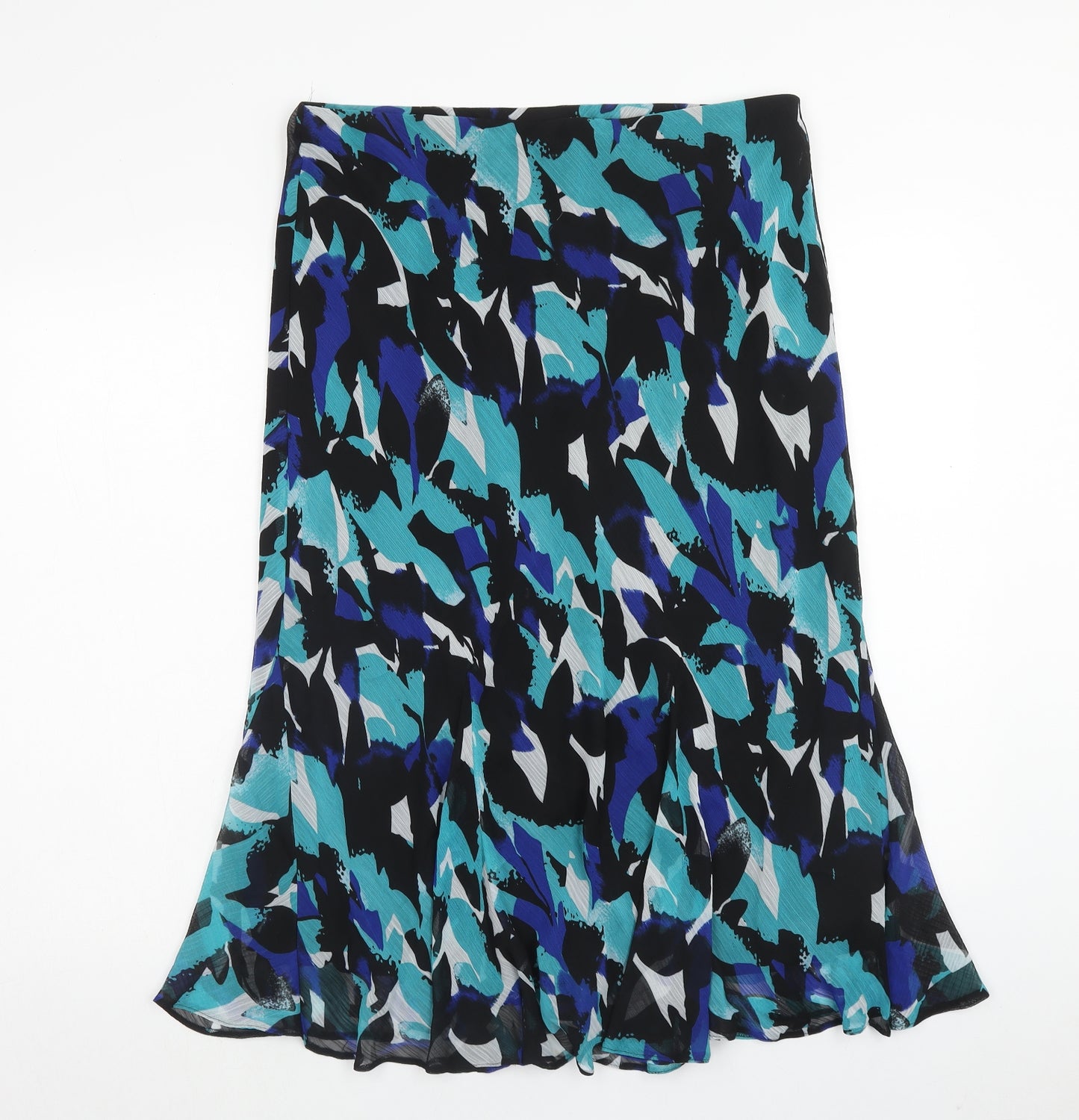 DAVID EMANUEL Womens Blue Geometric Polyester A-Line Skirt Size 16