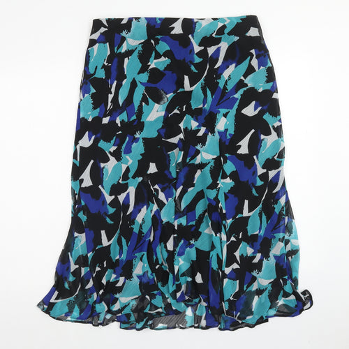 DAVID EMANUEL Womens Blue Geometric Polyester A-Line Skirt Size 16