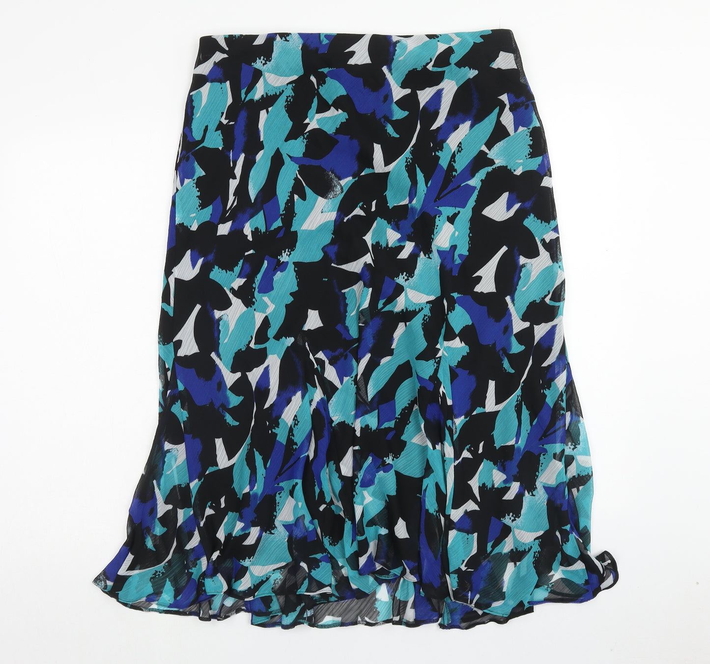 DAVID EMANUEL Womens Blue Geometric Polyester A-Line Skirt Size 16