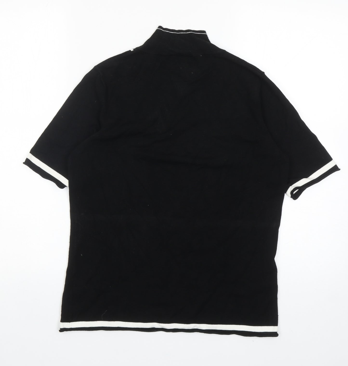 Gerry Weber Womens Black Striped Viscose Basic T-Shirt Size 10 Mock Neck