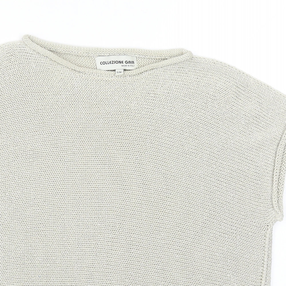 Collezione Gaia Womens Beige Round Neck Acrylic Pullover Jumper Size S