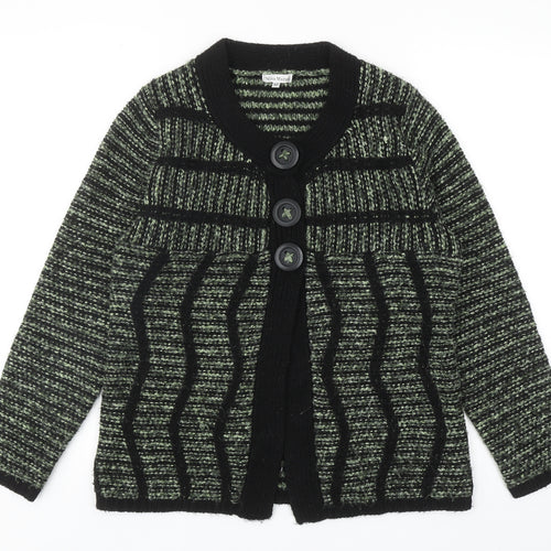 Nina Murati Womens Green Round Neck Acrylic Cardigan Jumper Size M