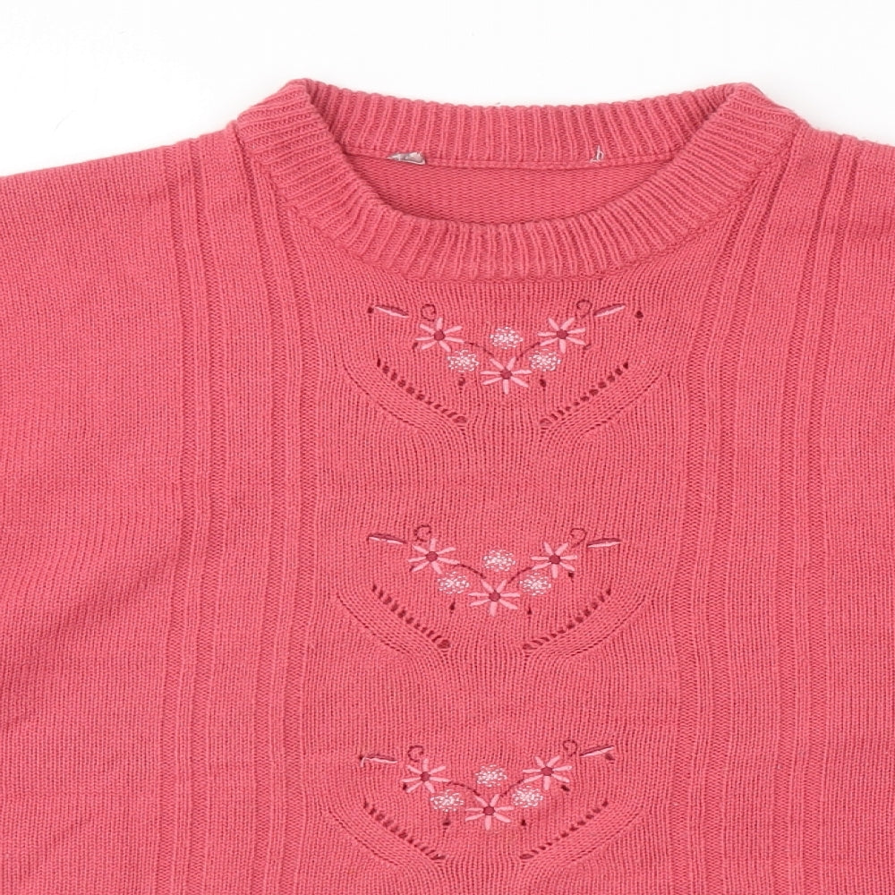 Preworn Womens Pink Round Neck Acrylic Pullover Jumper Size L