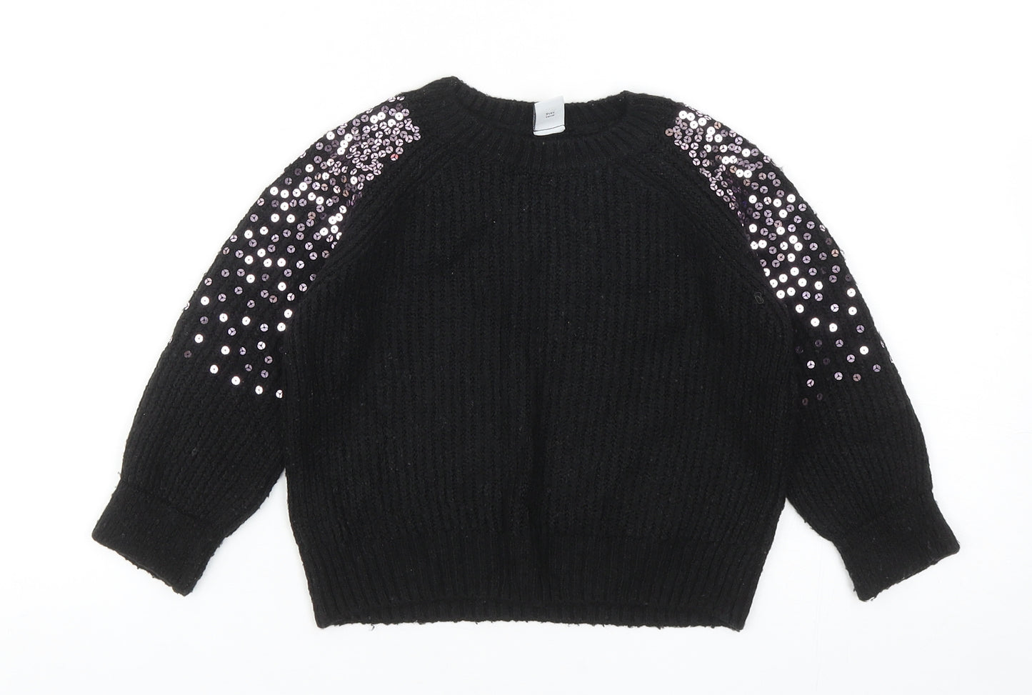 TU Girls Black Round Neck Acrylic Pullover Jumper Size 3XL Pullover