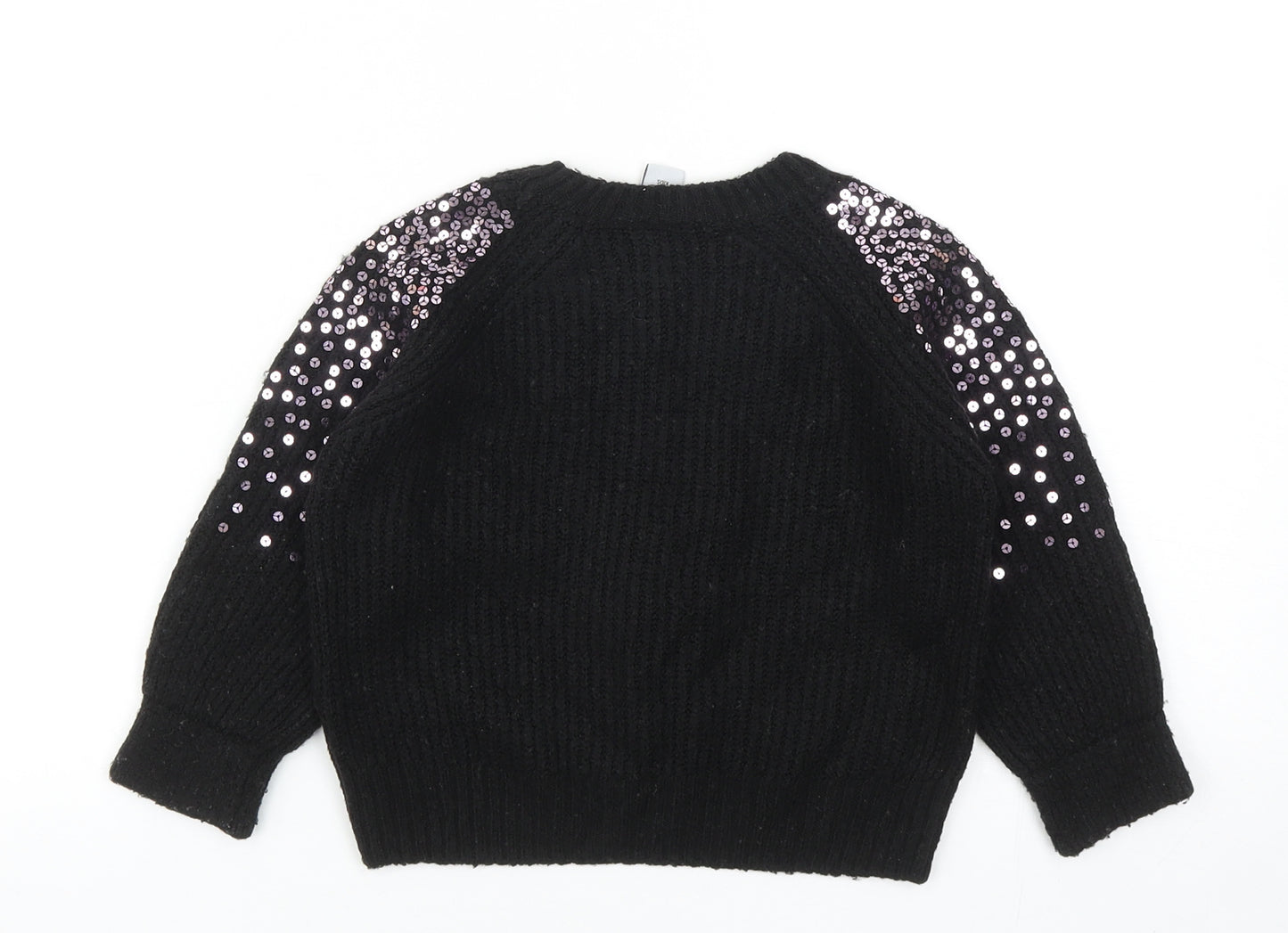 TU Girls Black Round Neck Acrylic Pullover Jumper Size 3XL Pullover