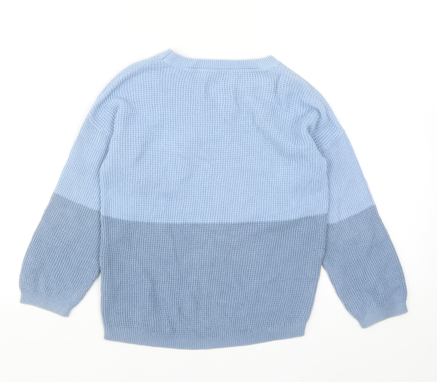 George Boys Blue Boat Neck Colourblock Cotton Pullover Jumper Size 5-6 Years Pullover