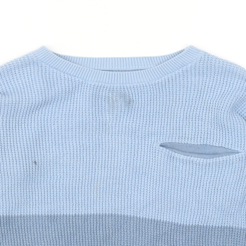 George Boys Blue Boat Neck Colourblock Cotton Pullover Jumper Size 5-6 Years Pullover