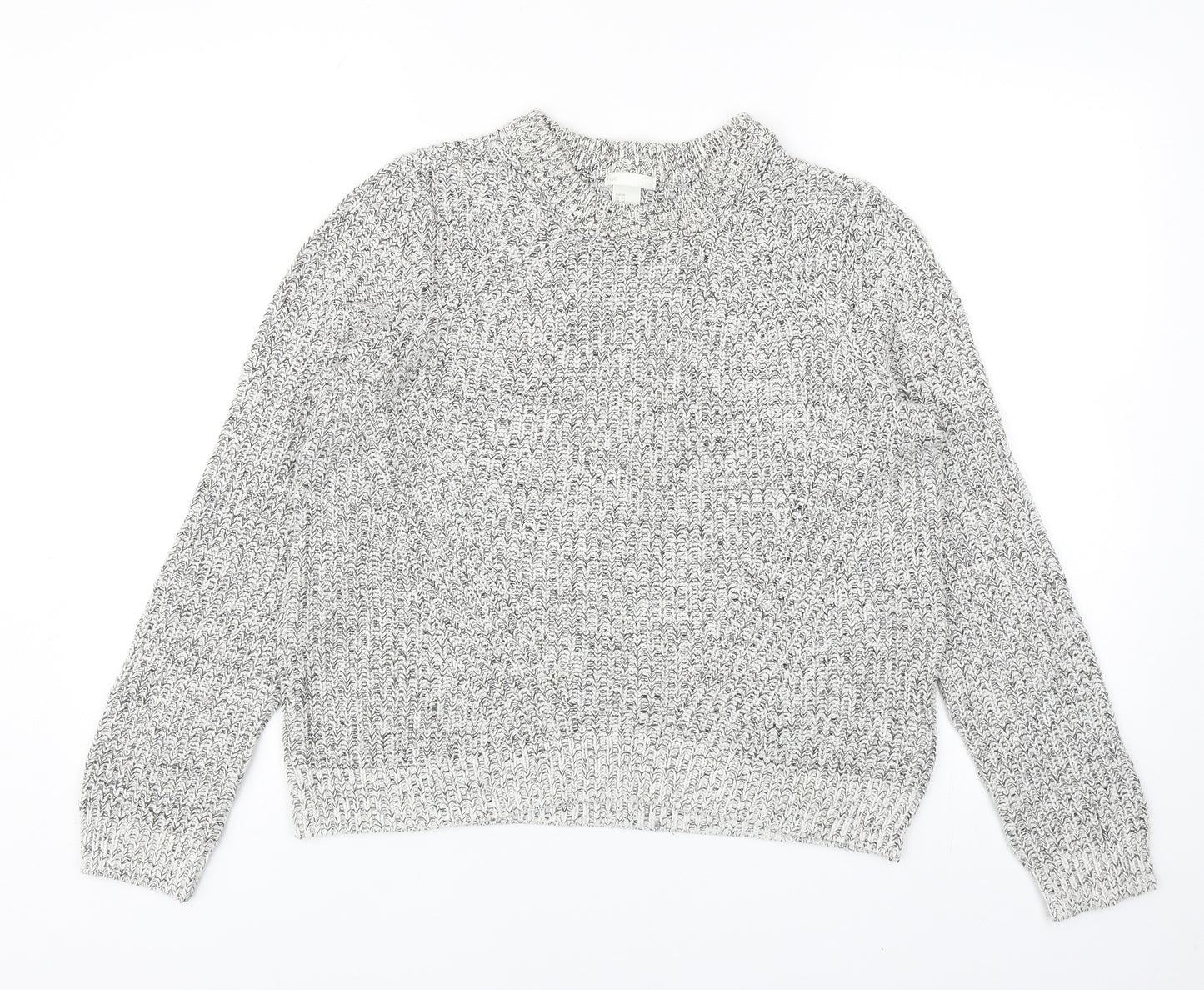 H&M Womens Grey Round Neck Acrylic Pullover Jumper Size M