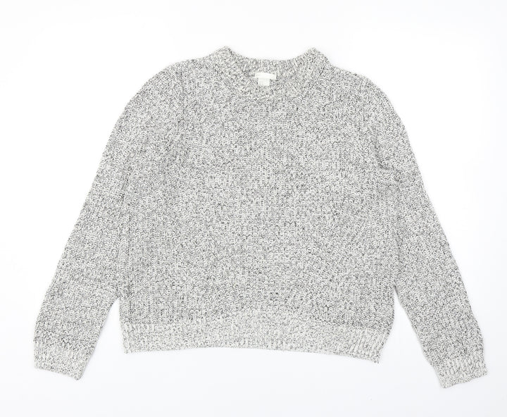 H&M Womens Grey Round Neck Acrylic Pullover Jumper Size M