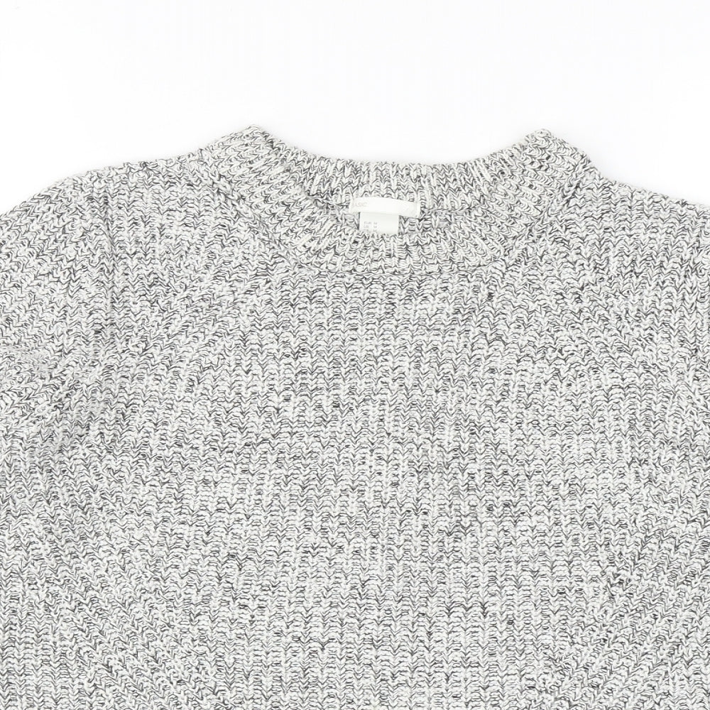 H&M Womens Grey Round Neck Acrylic Pullover Jumper Size M