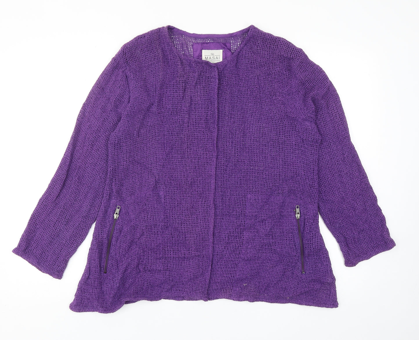 The Masai Womens Purple Scoop Neck Cotton Cardigan Jumper Size S