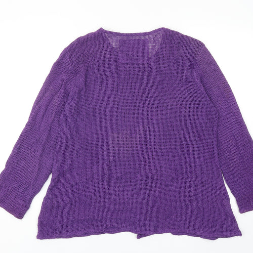 The Masai Womens Purple Scoop Neck Cotton Cardigan Jumper Size S