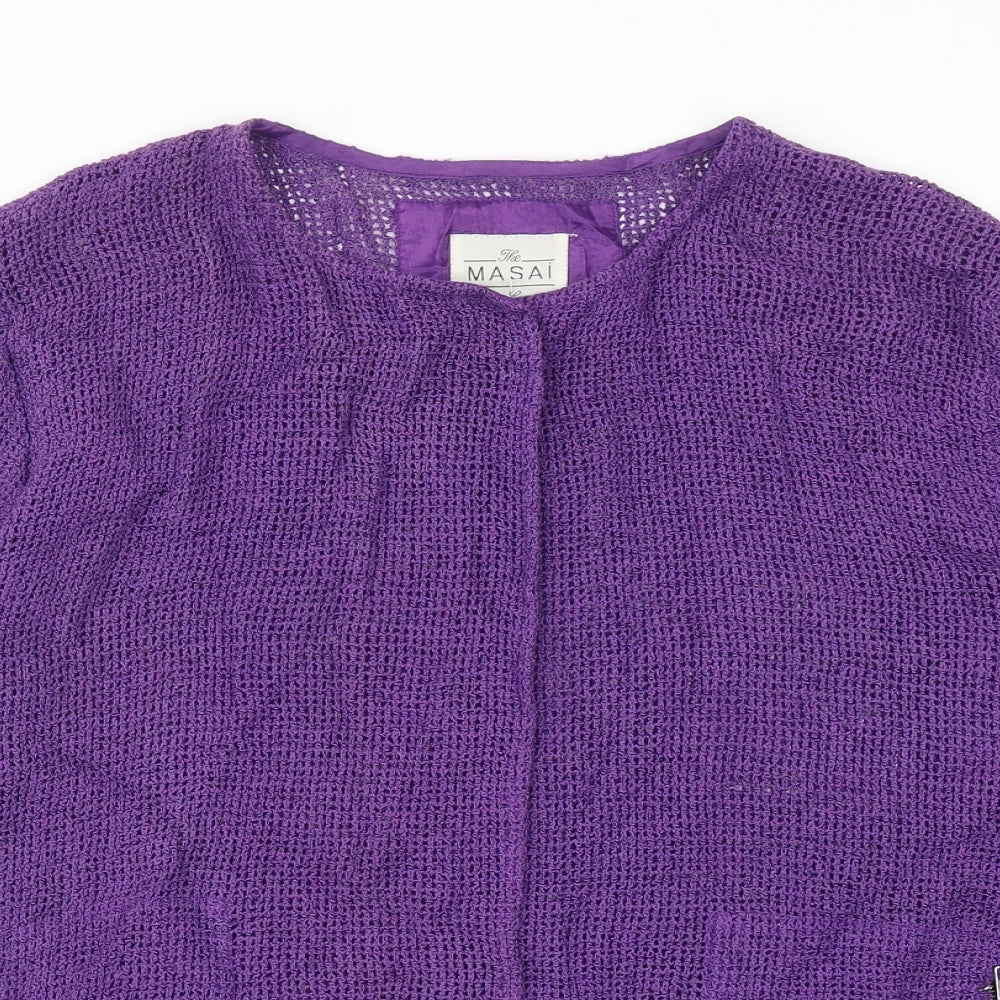 The Masai Womens Purple Scoop Neck Cotton Cardigan Jumper Size S