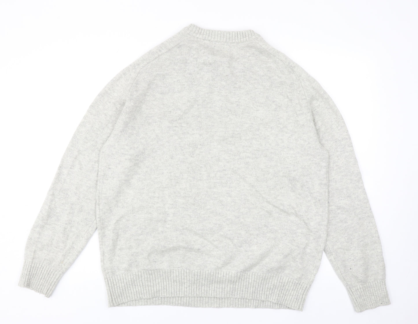 H&M Mens Grey Round Neck Polyester Pullover Jumper Size L