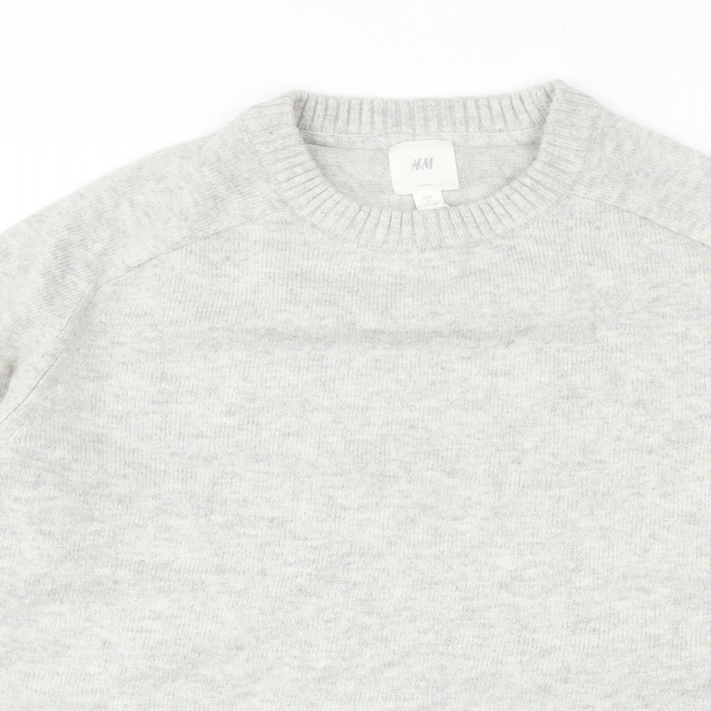 H&M Mens Grey Round Neck Polyester Pullover Jumper Size L
