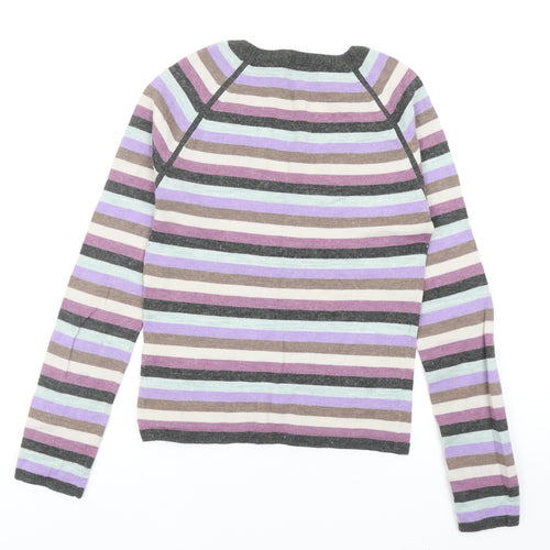 Great Plains Womens Multicoloured V-Neck Striped Acrylic Pullover Jumper Size S