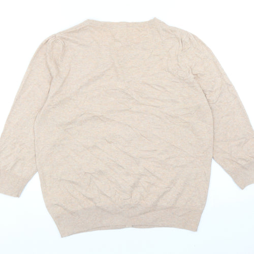 NEXT Womens Orange Round Neck Cotton Cardigan Jumper Size 14