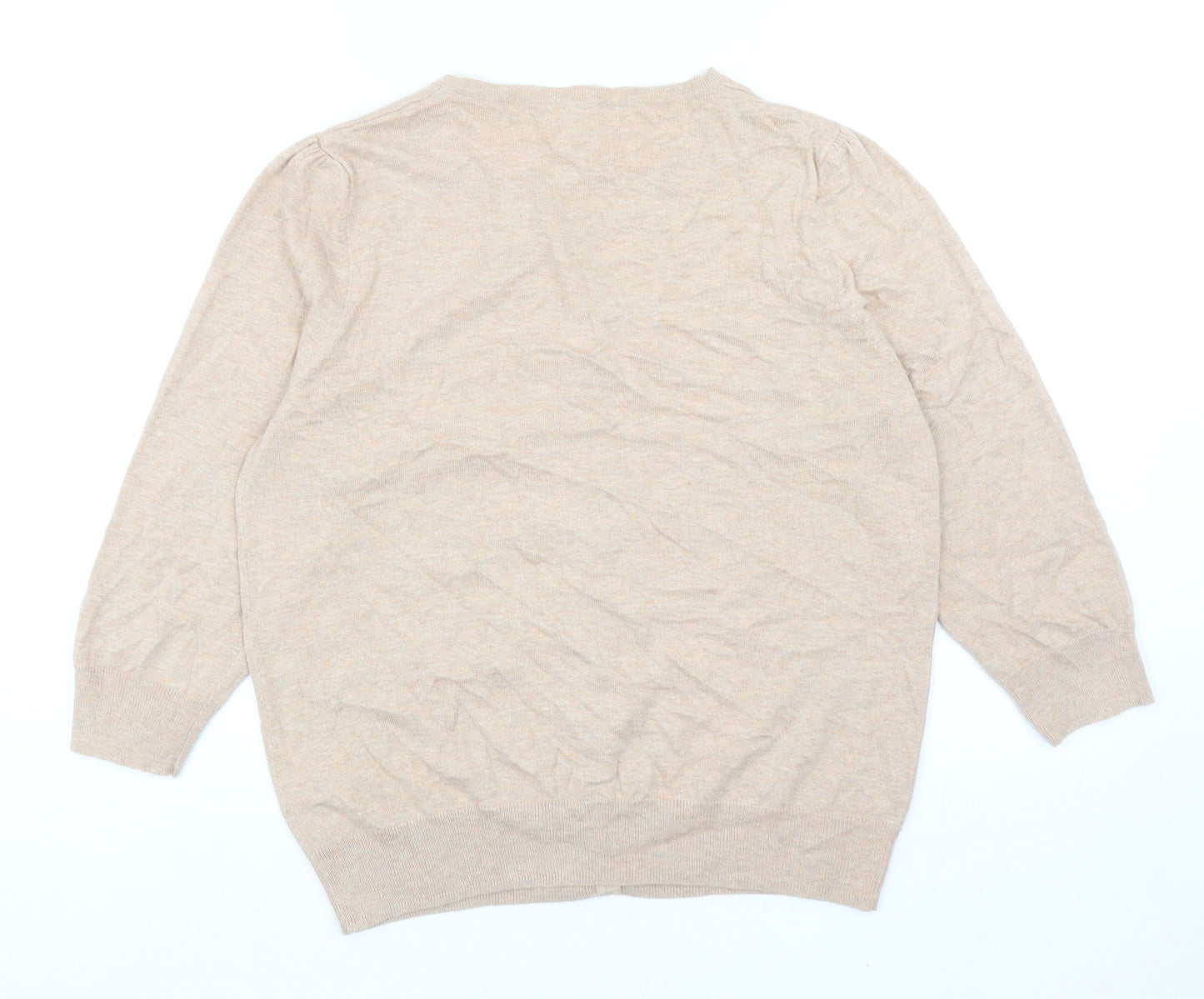 NEXT Womens Orange Round Neck Cotton Cardigan Jumper Size 14
