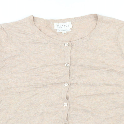 NEXT Womens Orange Round Neck Cotton Cardigan Jumper Size 14