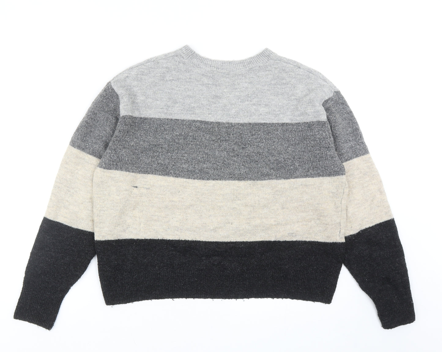 H&M Womens Multicoloured Round Neck Striped Acrylic Pullover Jumper Size XS
