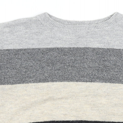 H&M Womens Multicoloured Round Neck Striped Acrylic Pullover Jumper Size XS