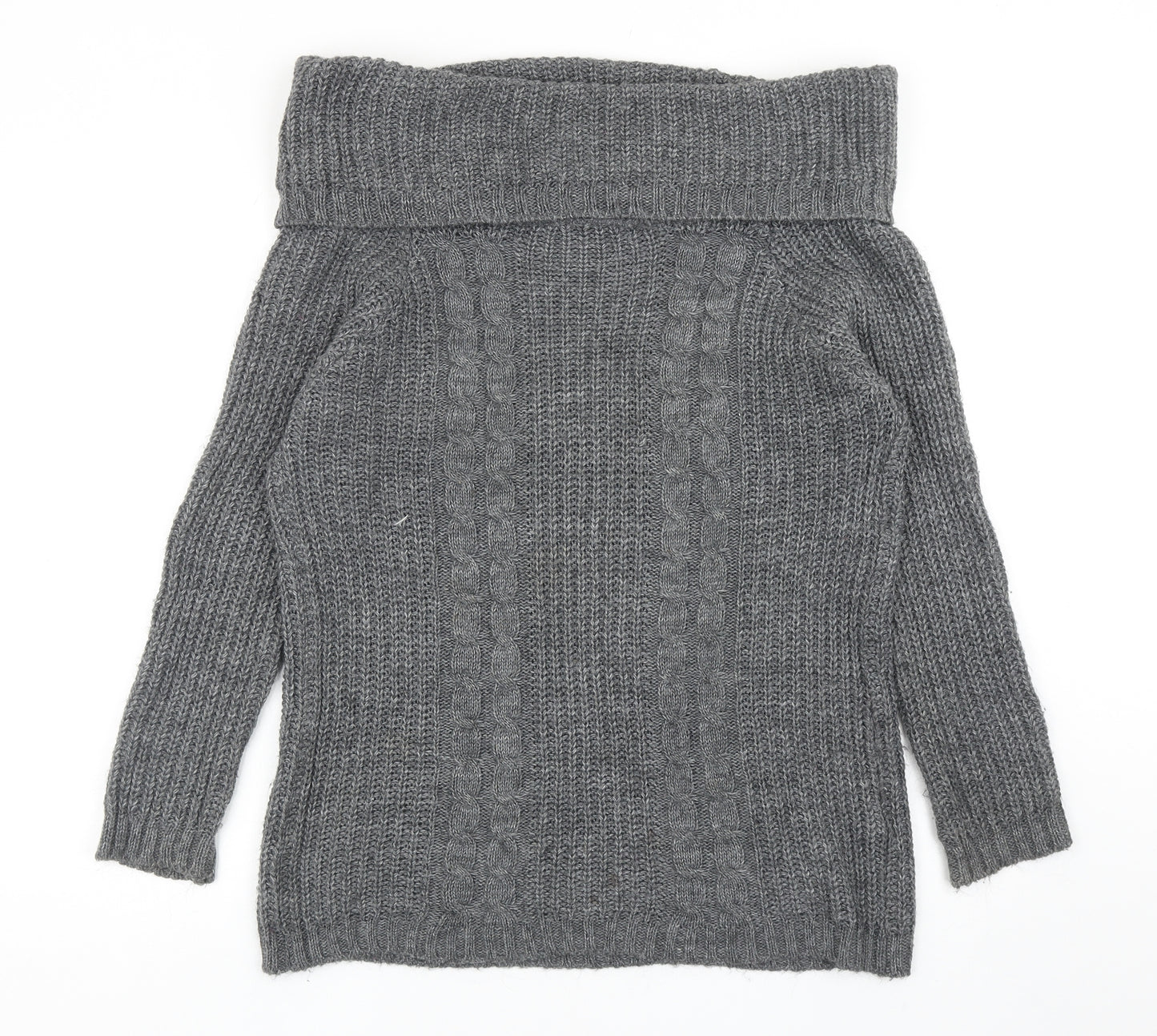 Cameo Rose Womens Grey Roll Neck Acrylic Pullover Jumper Size M