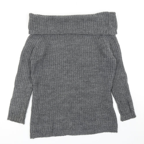 Cameo Rose Womens Grey Roll Neck Acrylic Pullover Jumper Size M